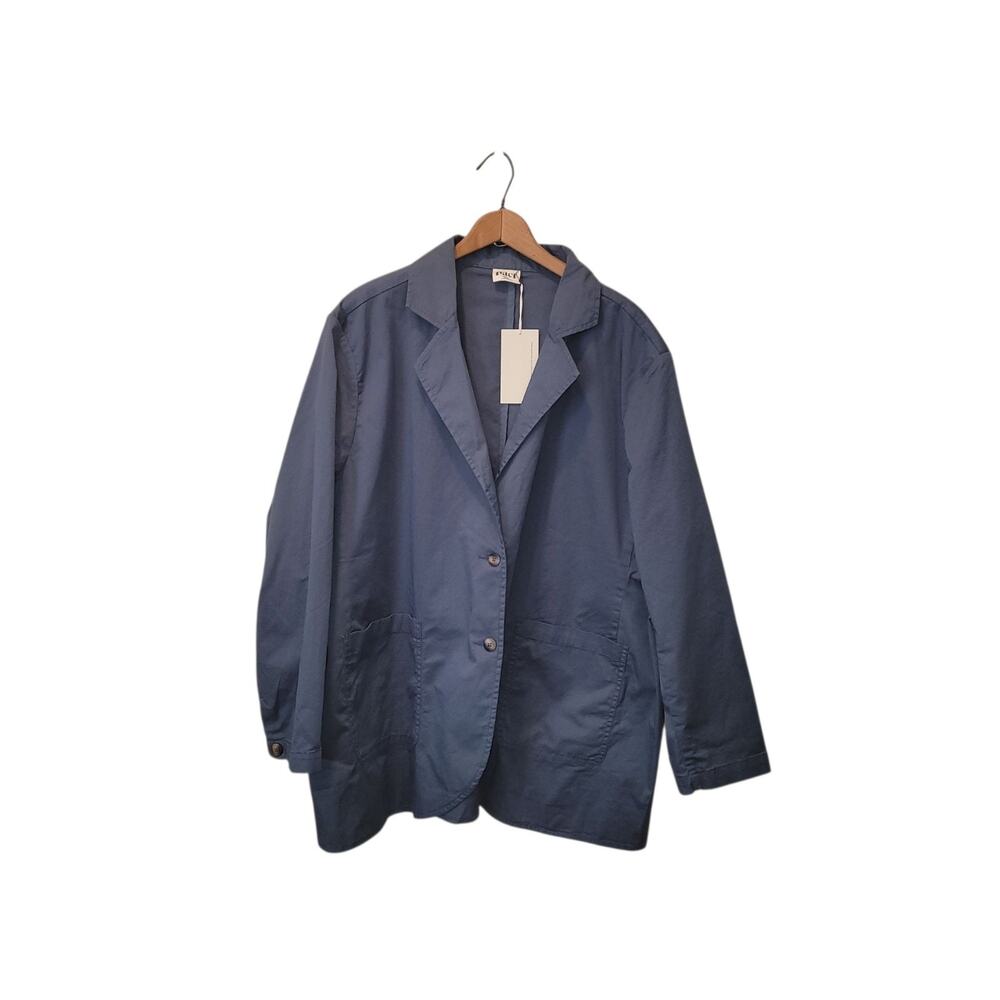 NWT Pact Womens Blue Organic Cotton Blend Two Button Blazer Jacker XXXL Preppy